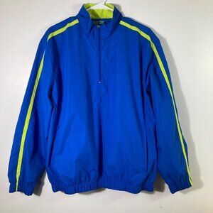 Mens Ben Hogan 1/4 Zip Performance Golf Jacket Blue Lime Mesh Lined M